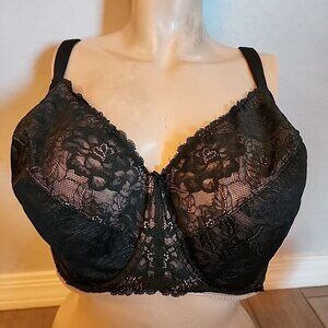 cacique unlined full coverage bra 44I Black Over Beige Underwire